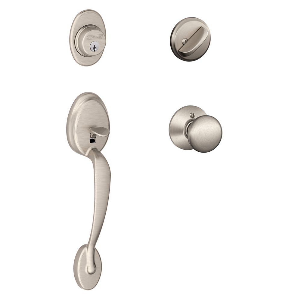 Schlage Plymouth Satin Nickel Single Cylinder Entry Door Handleset and