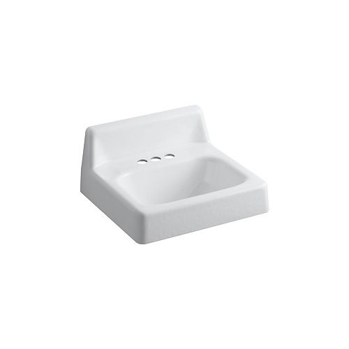 KOHLER Hudson(TM) 20 inch x 18 inch wall-mount bathroom sink with 4 inch centerset faucet holes and lugs for chair carrier