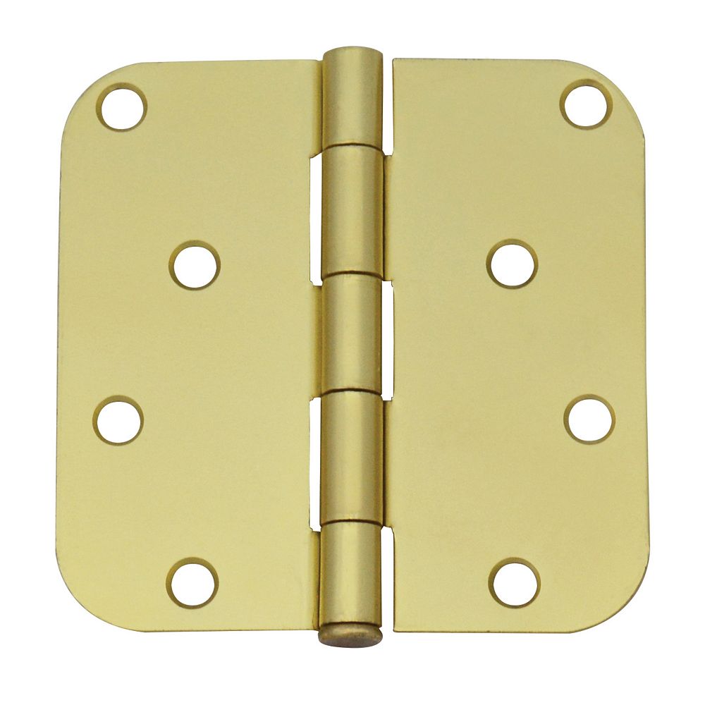 Everbilt 4in Satin Brass Door Hinge with 5/8in Radius, 1pc The Home