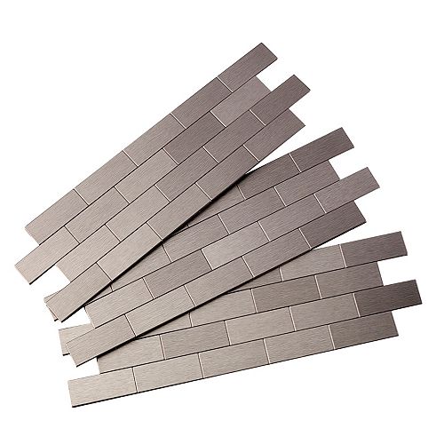 Subway Matted Peel and Stick Tiles, Brushed Stainless, (3-Pack)