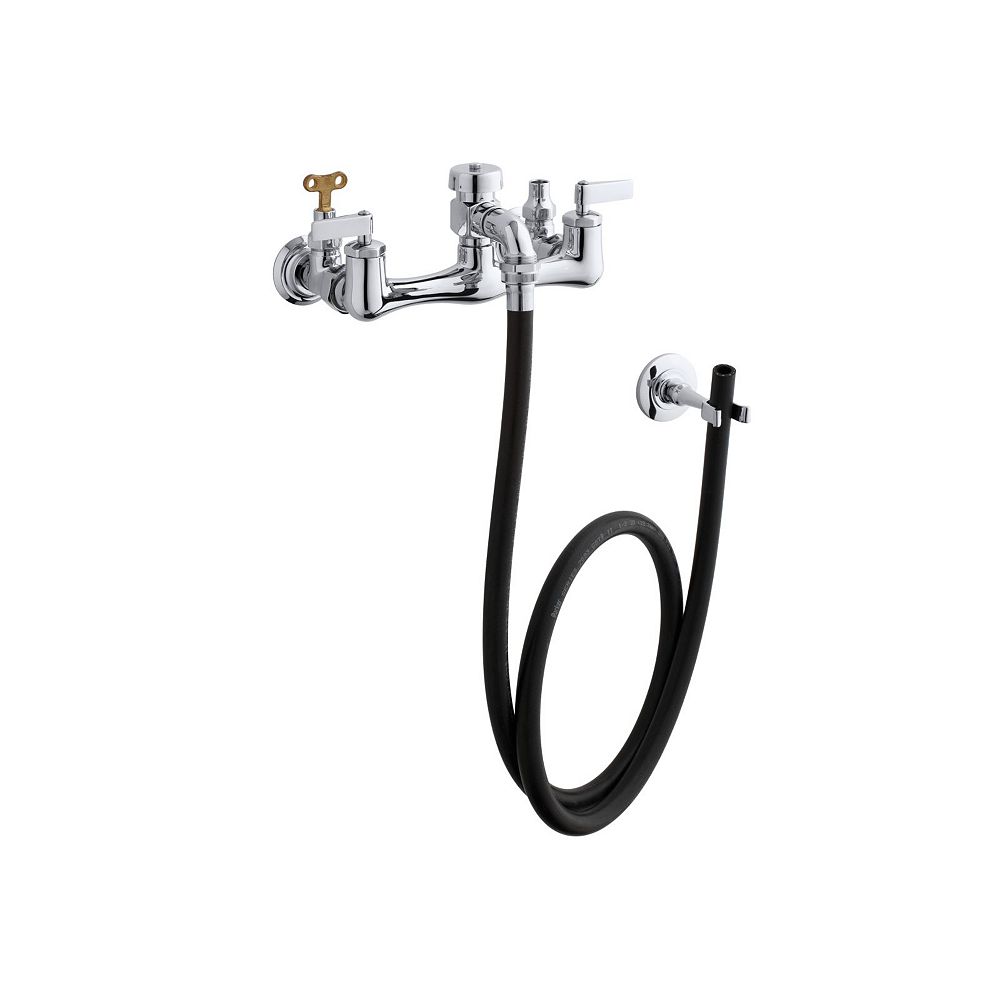 KOHLER Service Sink Faucet with LooseKey Stops, Rubber Hose, Wall Hook