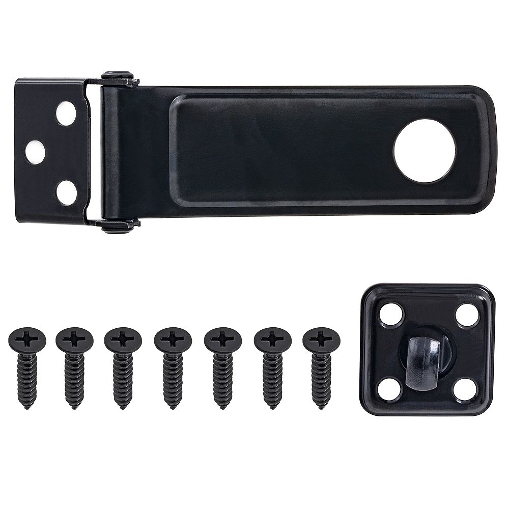 Everbilt 41/2Inch Latching Hasp in Black 1pk The Home Depot Canada