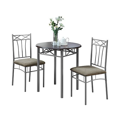 3-Piece Dining Set in Cappuccino & Silver