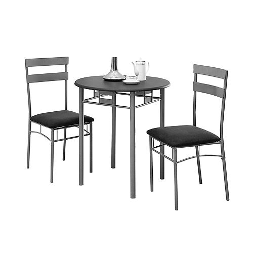 3-Piece Dining Set in Black & Silver