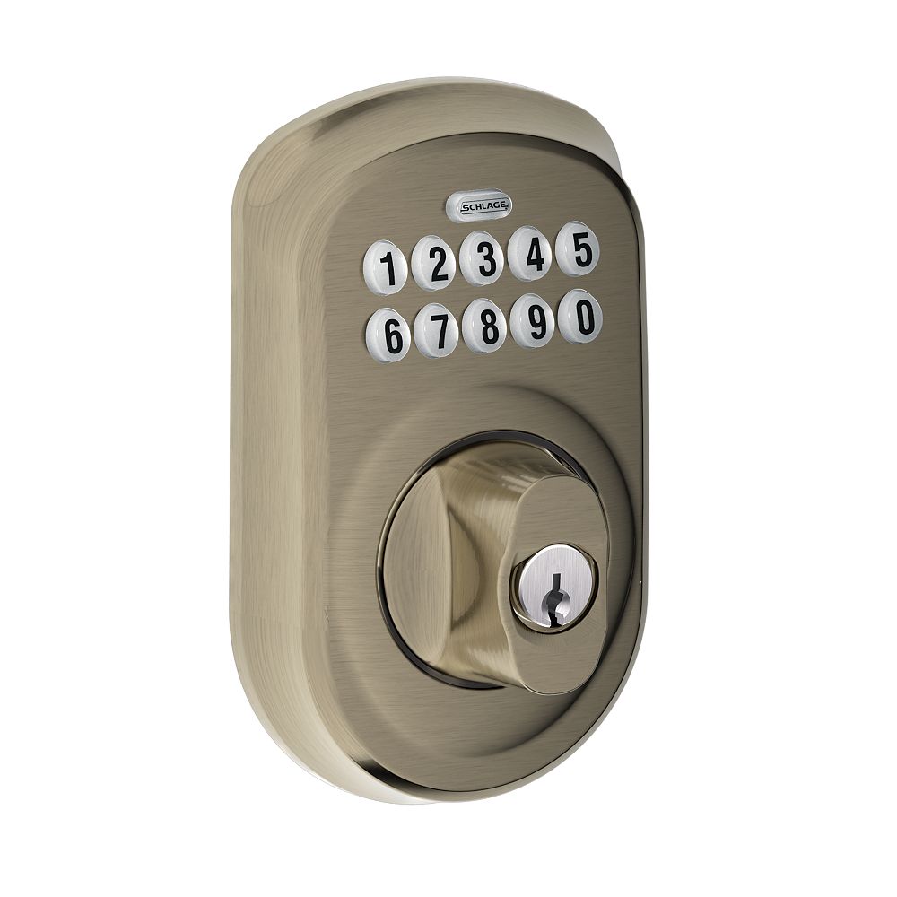Schlage Antique Pewter Electronic Keyless Entry Deadbolt Keypad with Plymouth Trim Rated A