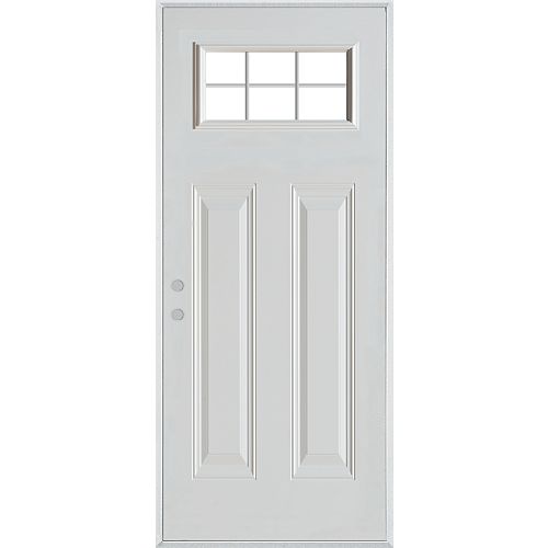 37.375 inch x 82.375 inch Clear 1/2 Lite 2-Panel Prefinished White Right-Hand Inswing Steel Prehung Front Door