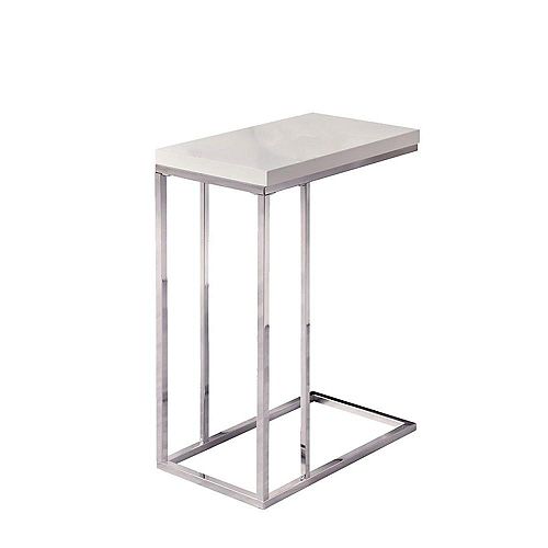 Accent Table in Chrome with Glossy White Top