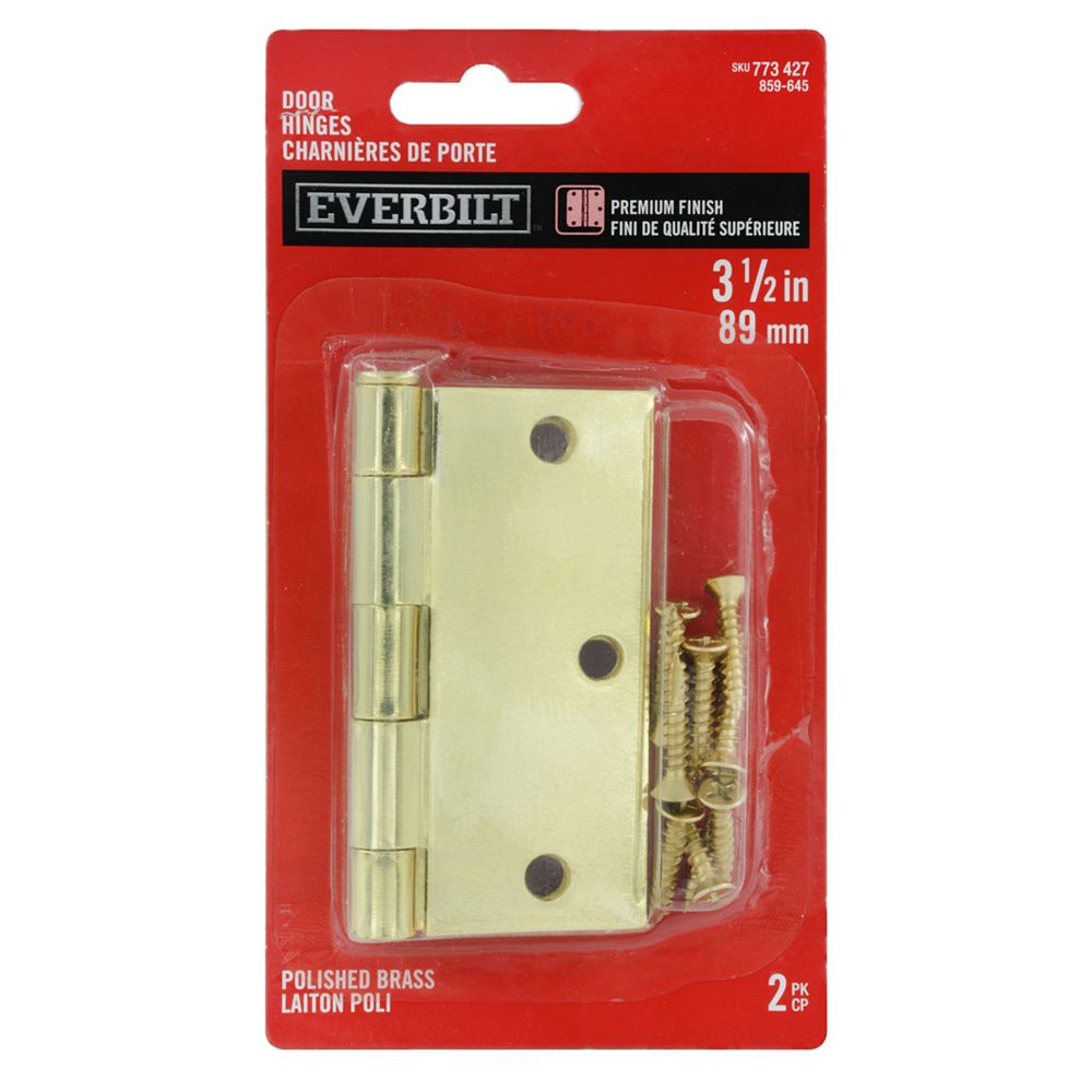 Everbilt 3 1/2inch Polished Brass Door Hinge (2Pack) The Home Depot