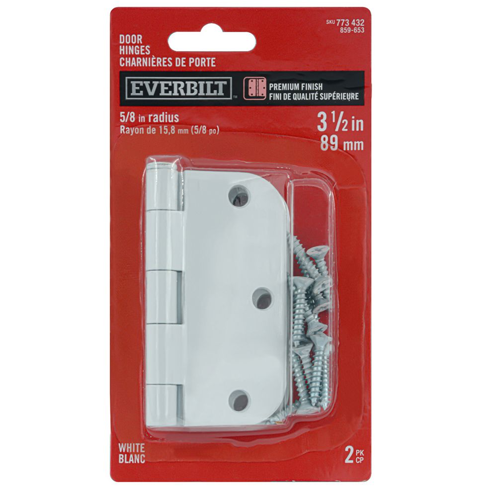 Everbilt 3 1/2inch White 5/8rd Door Hinge (2Pack) The Home Depot Canada