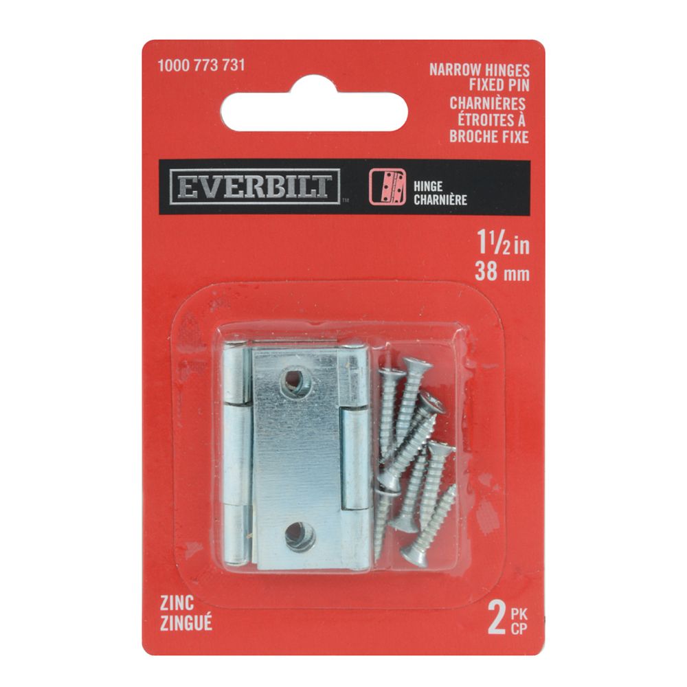 Everbilt 11/2 Inch Zinc Narrow Hinge Fixed Pin (2Pack) The Home