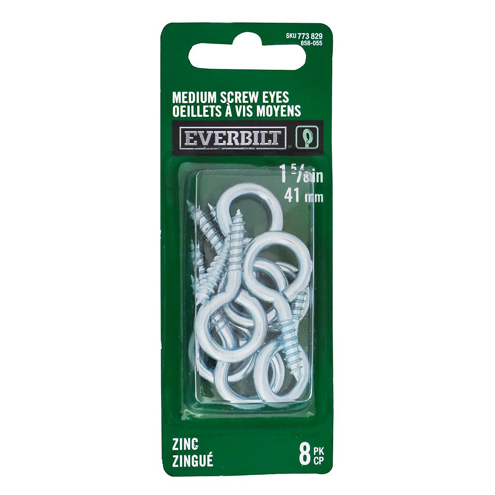 Everbilt 15/8 Inch Zinc Large Screw Eye (8Pack) The Home Depot Canada