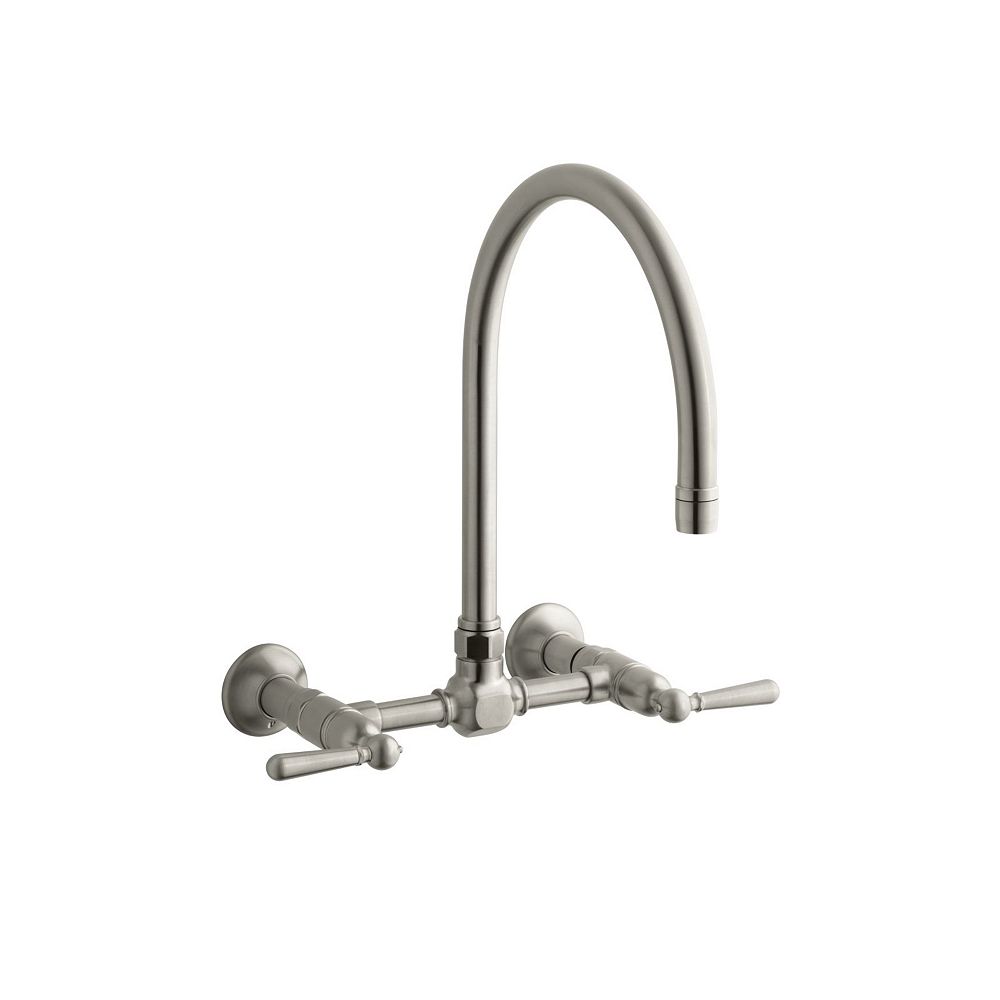 KOHLER Hirise Stainless Wall Mount Bridge Kitchen Faucet The Home