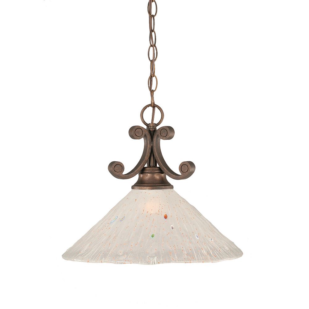 Filament Design Concord 1 Light Ceiling Bronze Incandescent Pendant with a Frosted Crystal