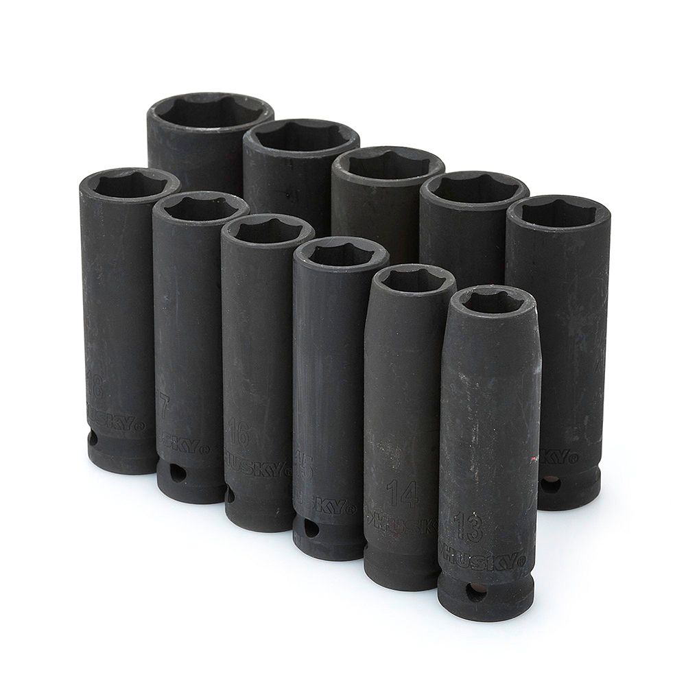 Husky 1/2inch Drive Deep Metric Impact Socket Set (11Piece) The