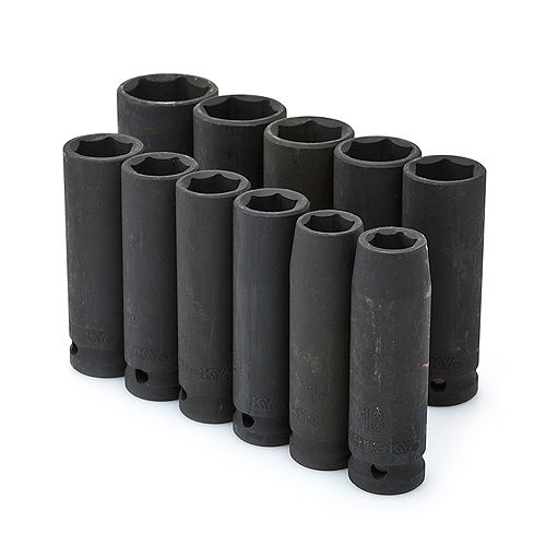 11-Piece 1/2-inch Drive Deep Metric Impact Socket Set