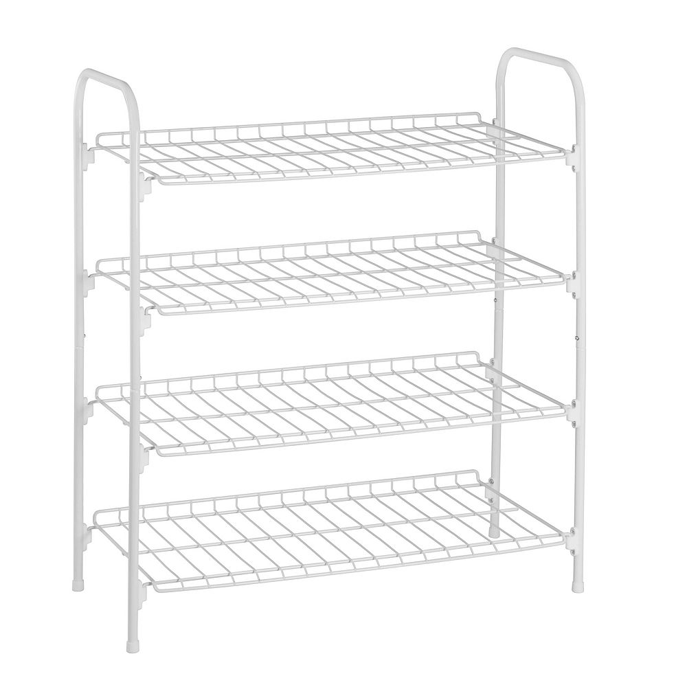 Honey Can Do 27 6 Inch X 24 8 Inch X 11 8 Inch 4 Tier White Steel Wire Floor Accessory Rac The Home Depot Canada