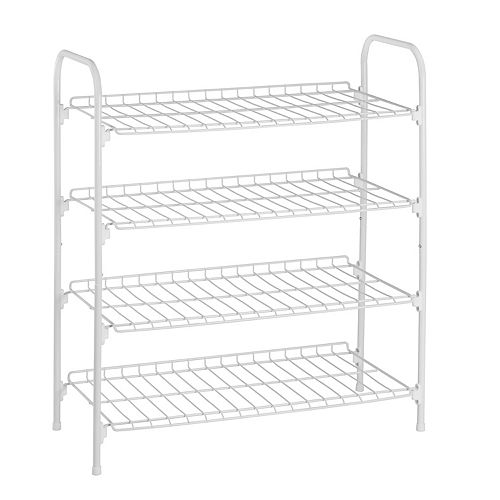 27.6-inch x 24.8-inch x 11.8-inch 4 Tier White Steel Wire Floor Accessory Rack