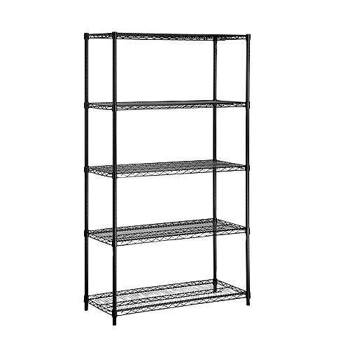 Honey-Can-Do 72-inch H x 36-inch W x 16-inch D 5-Shelf Steel Shelving Unit in Black