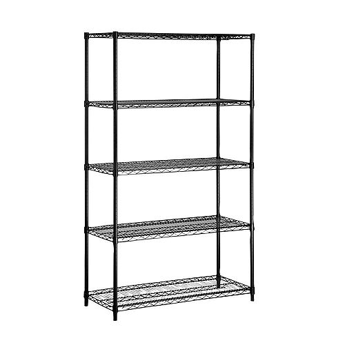 Honey-Can-Do 5-Shelf 72-inch H x 42-inch W x 18-inch D Steel Shelving Unit in Black