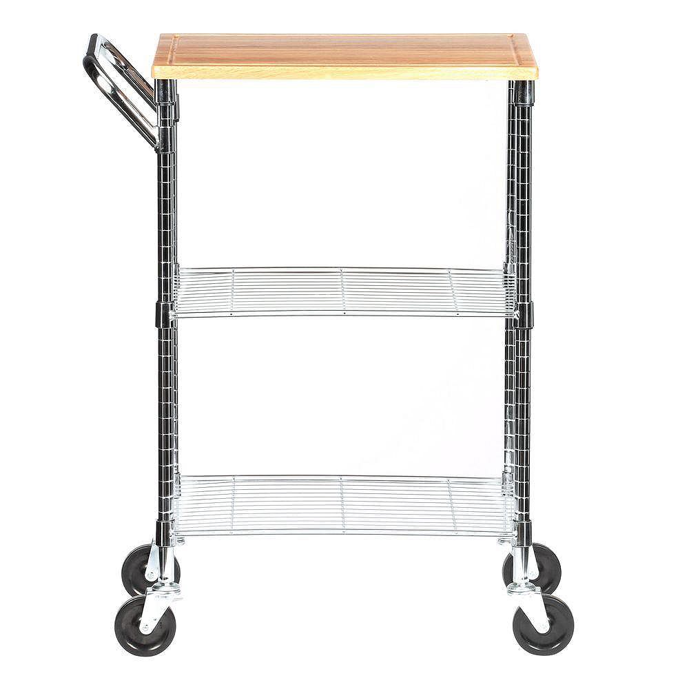 HoneyCanDo 2Shelf Steel Wire Rolling Chopping Block Cart with Handle