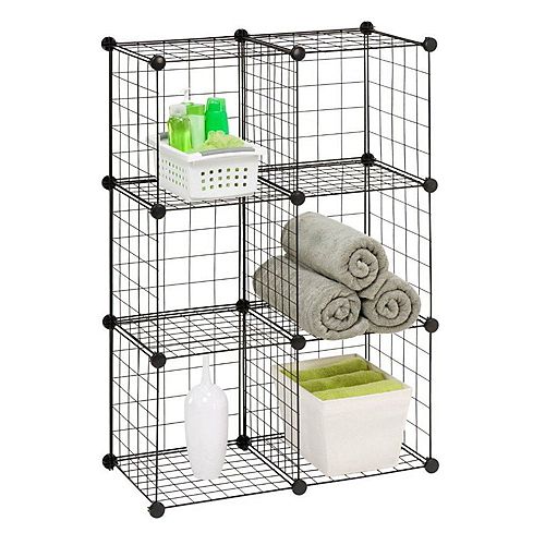 30.25-inch W x 44.75-inch H Black 6-Cube Modular Mesh Storage Organizer