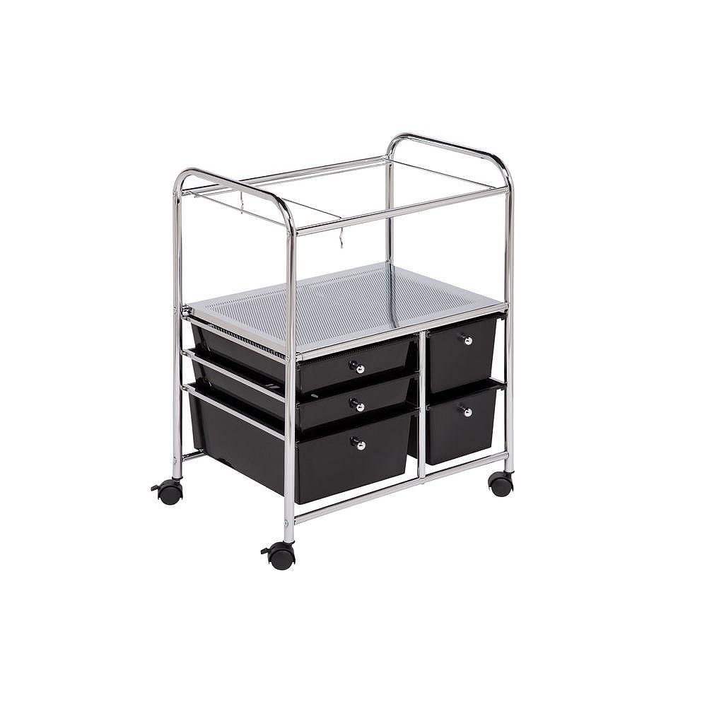 Honey Can Do 15 25 Inch X 28 75 Inch X 21 5 Inch 5 Drawer Metal Filing Cabinet In Black The Home Depot Canada