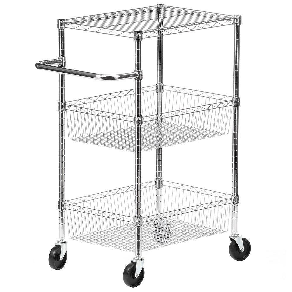 HoneyCanDo 3Tier Steel Wire Heavy Duty Rolling Storage Cart in Chrome The Home Depot Canada