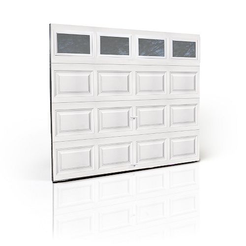 Premium Series 3000SP 9 ft. x 7 ft. White Garage Door with Insulated Plain Windows and Spring System