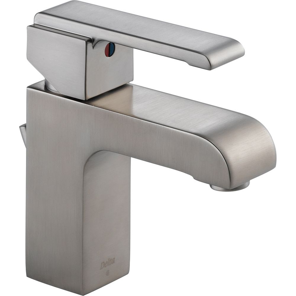 Delta Arzo Single Hole 1Handle Mid Arc Bathroom Faucet in Stainless