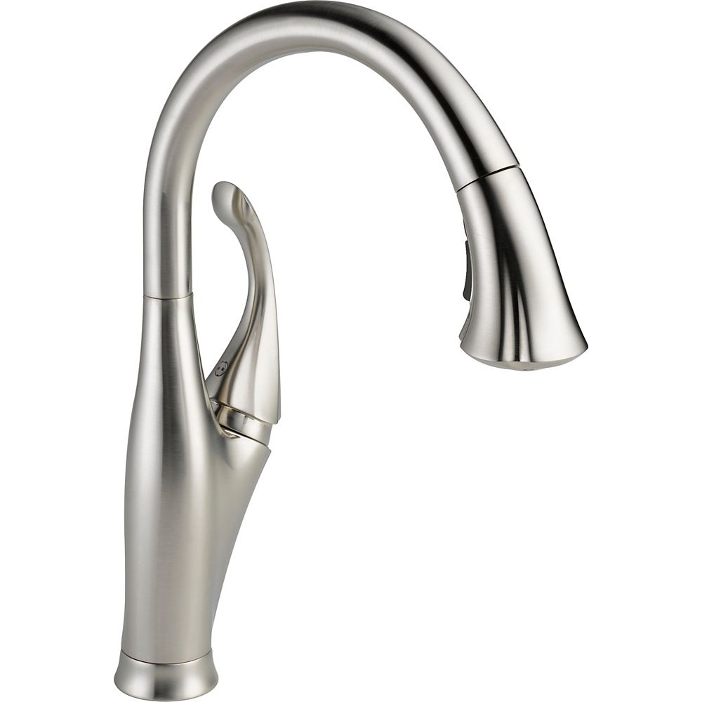 Delta Addison Single Handle Pull Down Sprayer Kitchen Faucet In Brilliance Stainless With The Home Depot Canada