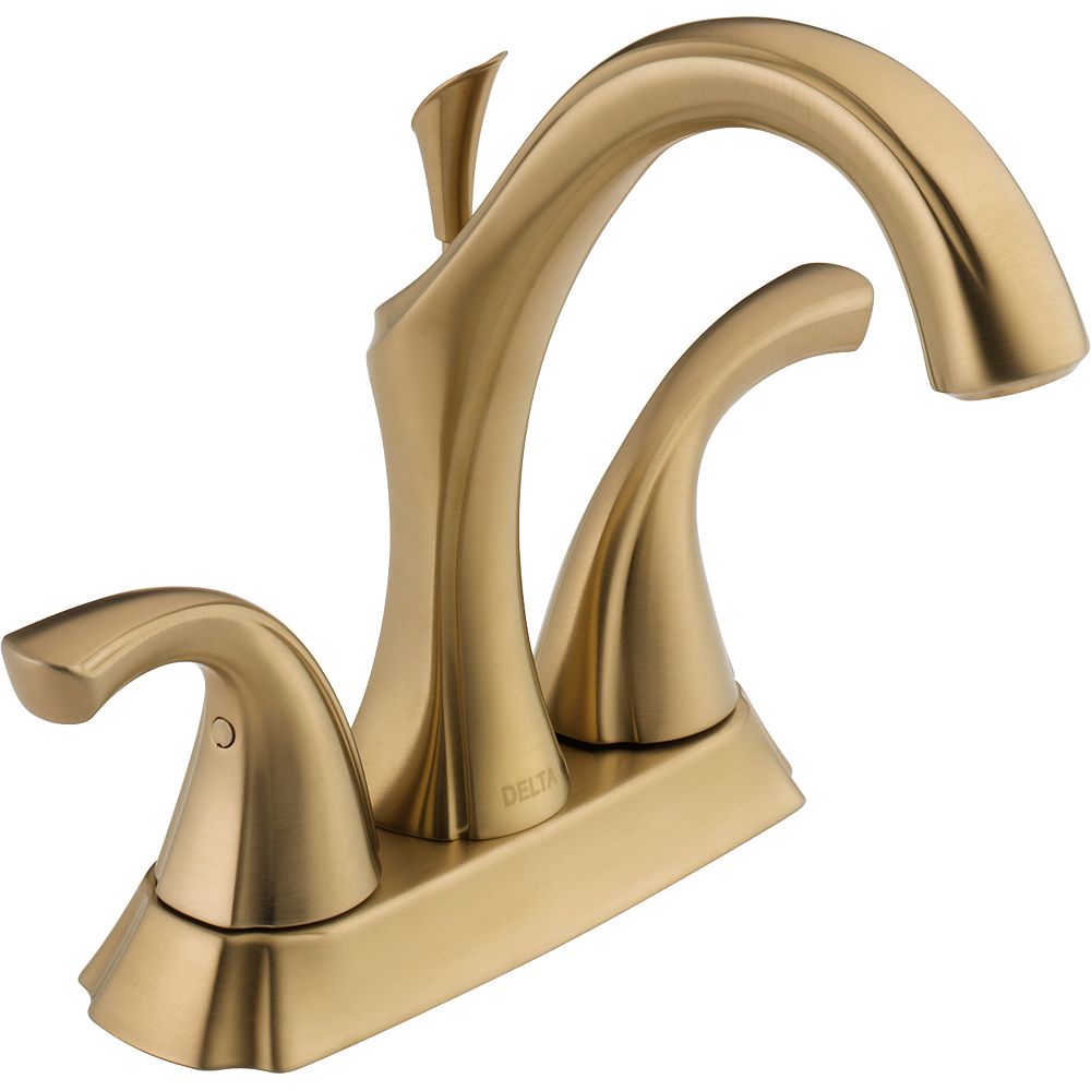 Delta Addison 4 Inch 2 Handle Bathroom Faucet With Metal Pop Up Assembly In Champagne Bron