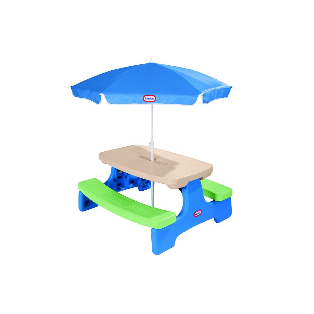 Little Tikes Easy Store Picnic Table with Umbrella The Home Depot Canada