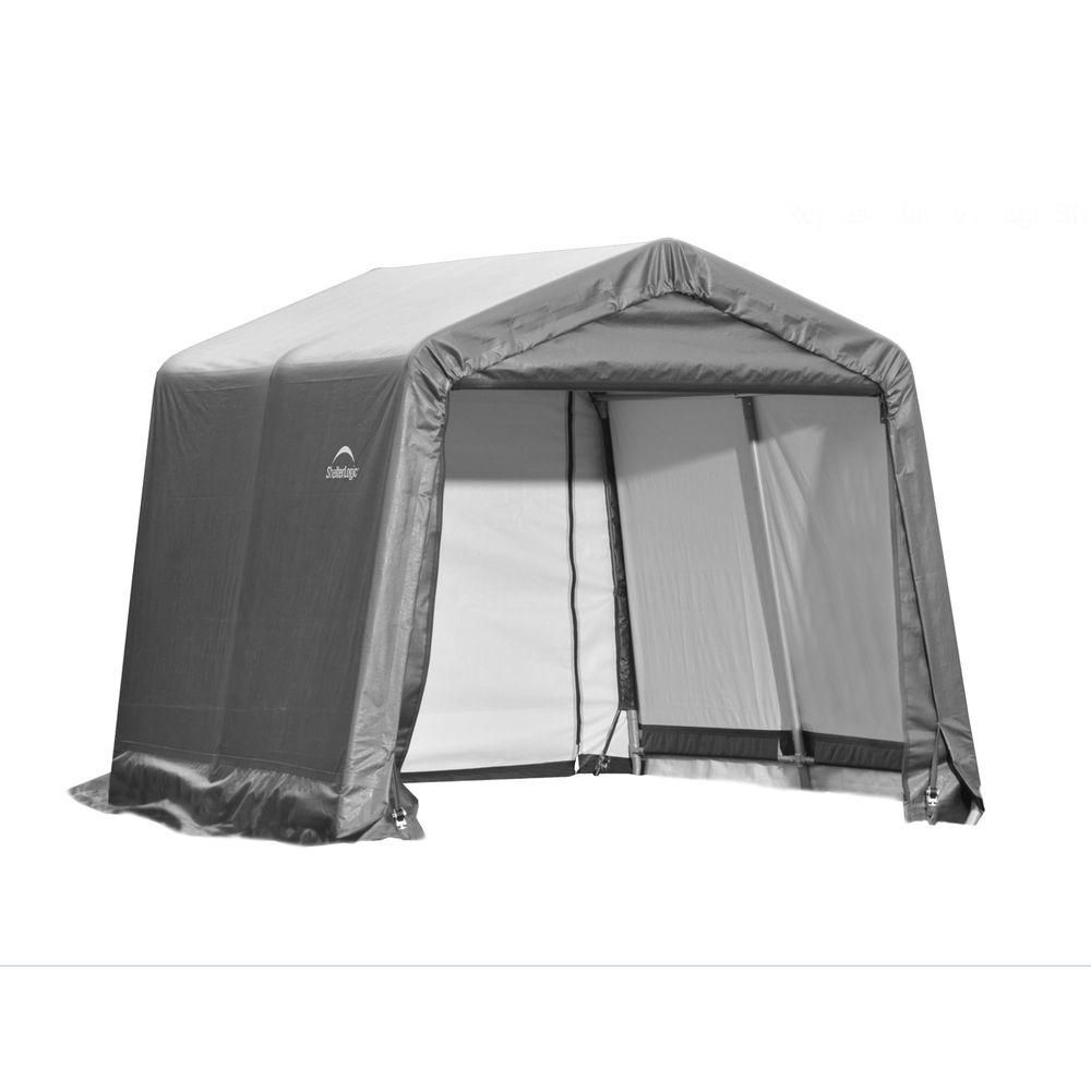 ShelterLogic 10 Ft. X 12 Ft. X 8 Ft. Peak Style Shelter With Grey Cover ...