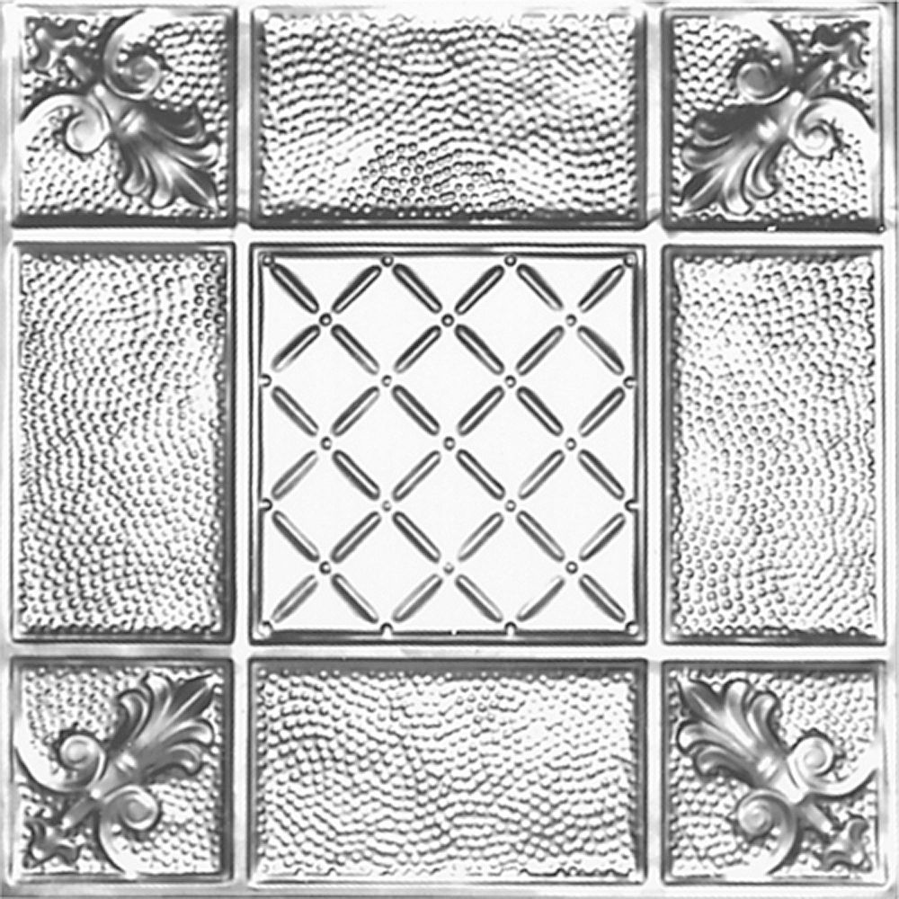 Shanko 2Feet X 4Feet Steel Silver NailUp Ceiling Tile Design Repeat