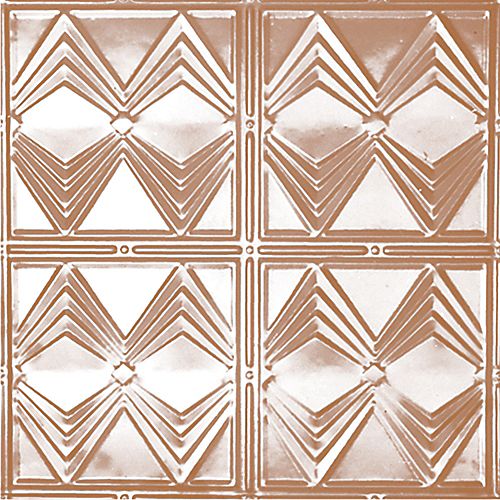 Shanko 2 Feet x 2 Feet Copper Plated Steel Finish Lay-In Ceiling Tile  Design Repeat Every 12 Inches