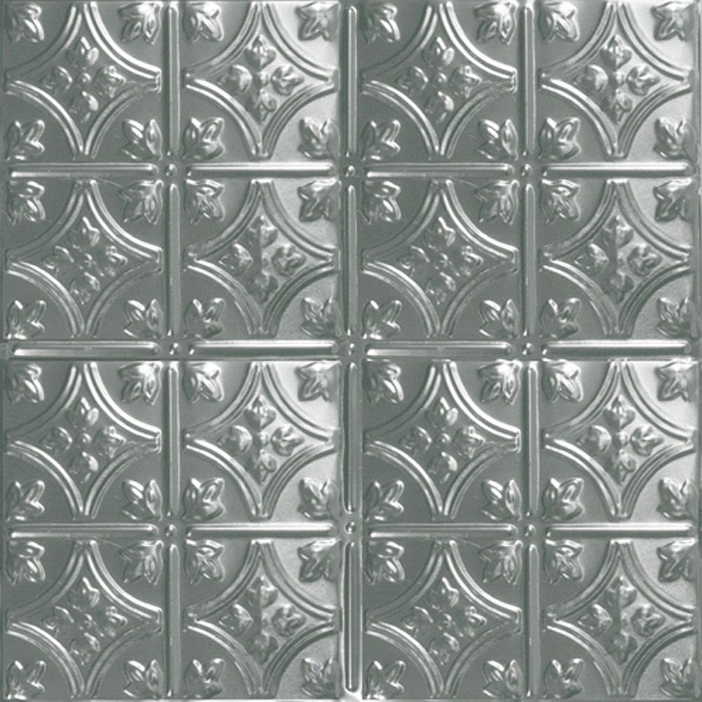 Shanko 2 Feet X 4 Feet Steel Silver Nail Up Ceiling Tile Design