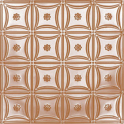 2 Feet x 2 Feet Copper Plated Steel Lay-In Ceiling Tile Design Repeat Every 6 Inches