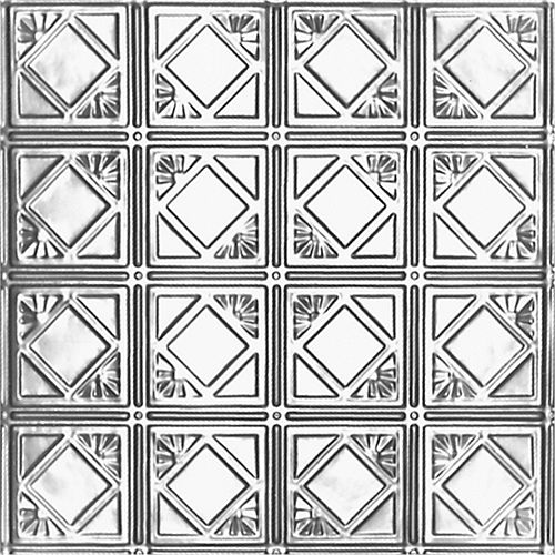 Shanko 2Feet X 2Feet Steel Silver Lay-In Ceiling Tile Design Repeat Every 6 Inches