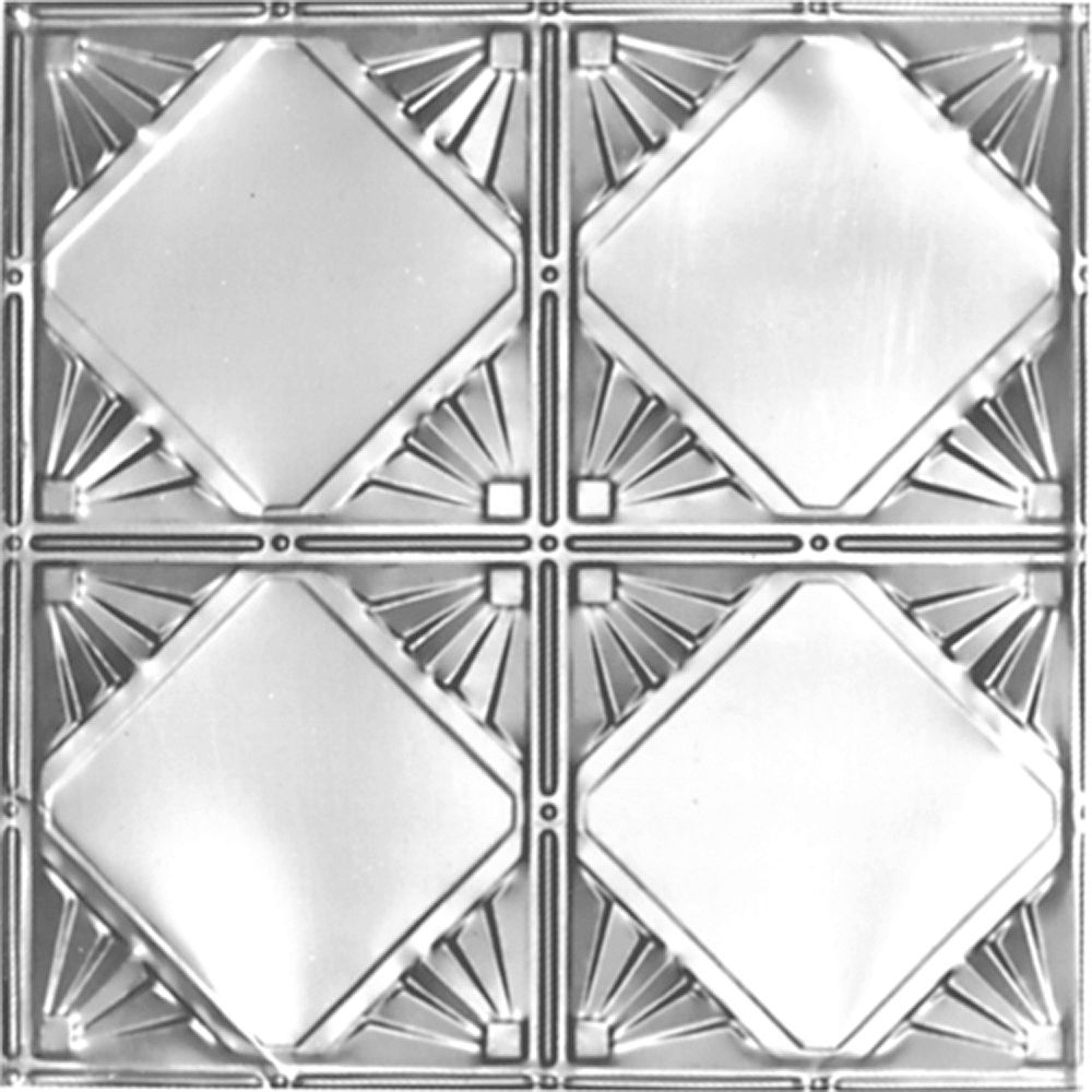 Shanko 2Feet X 4Feet Steel Silver NailUp Ceiling Tile Design Repeat