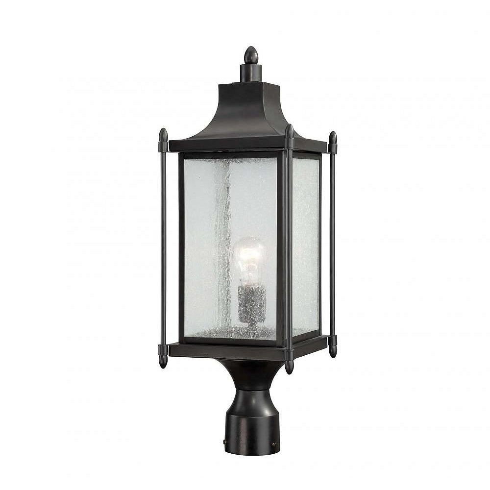 Illumine Satin 1 Light Black Incandescent Outdoor Post Lantern With ...