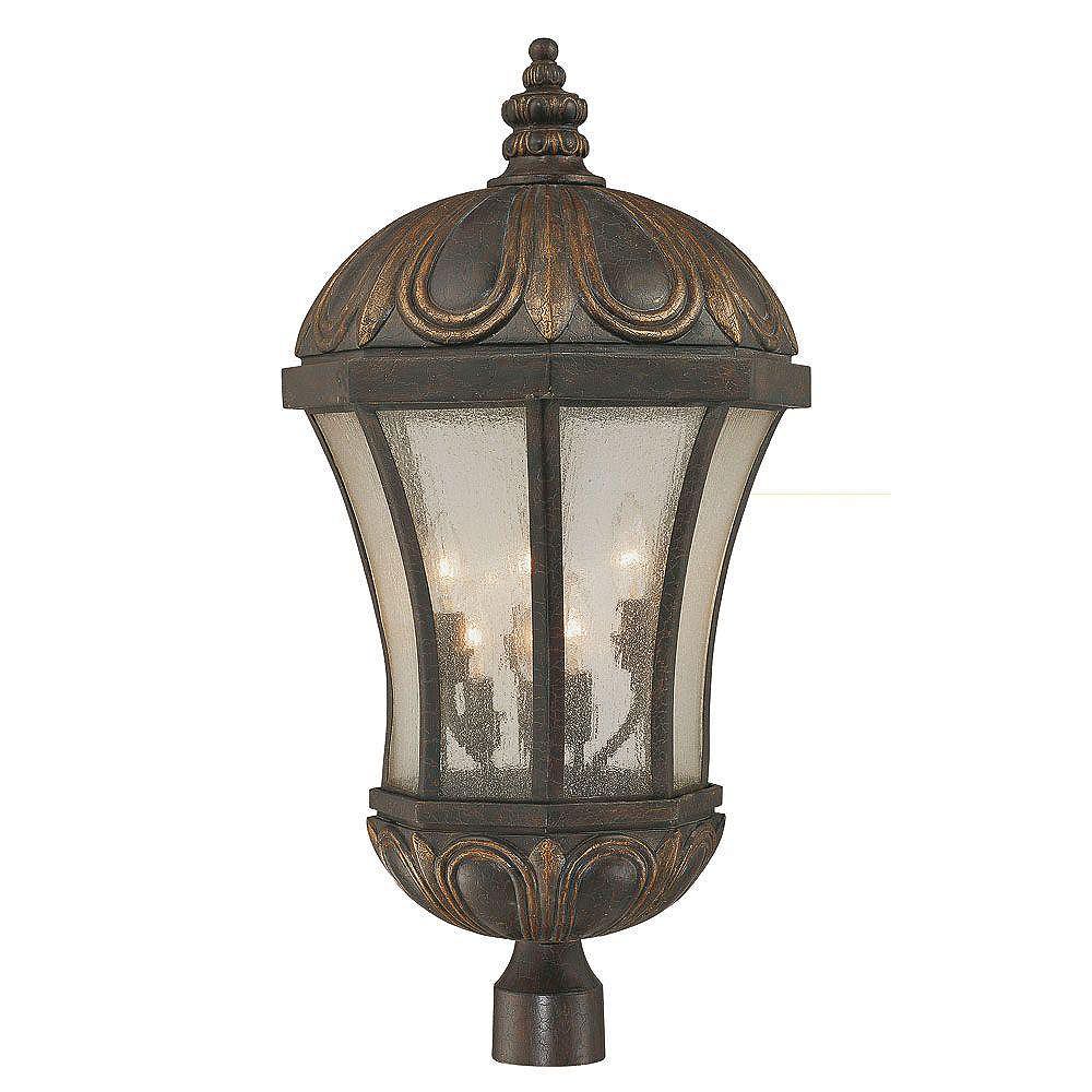 Illumine Satin 6 Light Black Halogen Outdoor Post Lantern With White