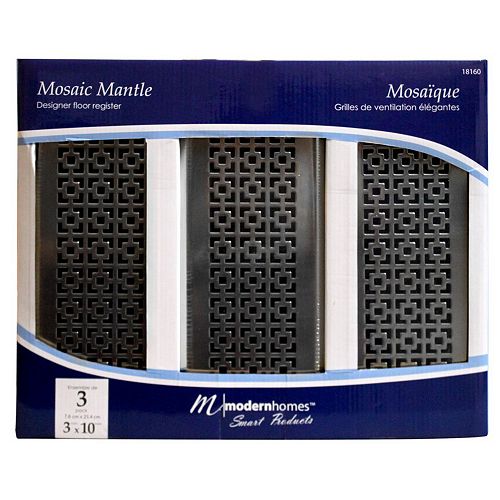 3x10 Designer Mosaic Mantle Brushed Nickel Floor Register (3-Pack)