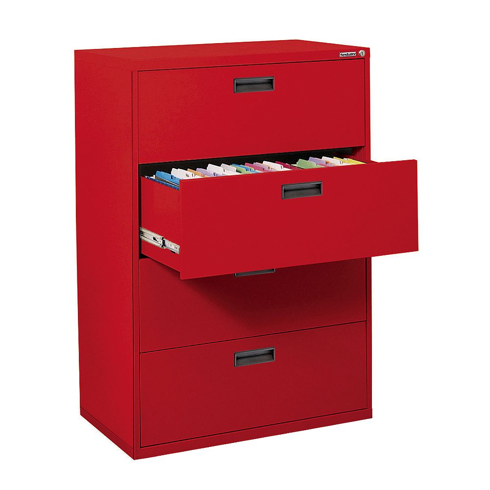 Sandusky 400 Series 30 Inch X 50 25 Inch X 18 Inch 4 Drawer Metal Filing Cabinet In Red The Home Depot Canada