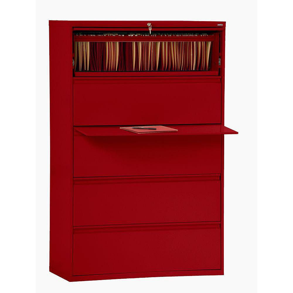 Sandusky 800 Series 42 Inch X 66 38 Inch X 19 25 Inch 5 Drawer Metal Filing Cabinet In Red The Home Depot Canada