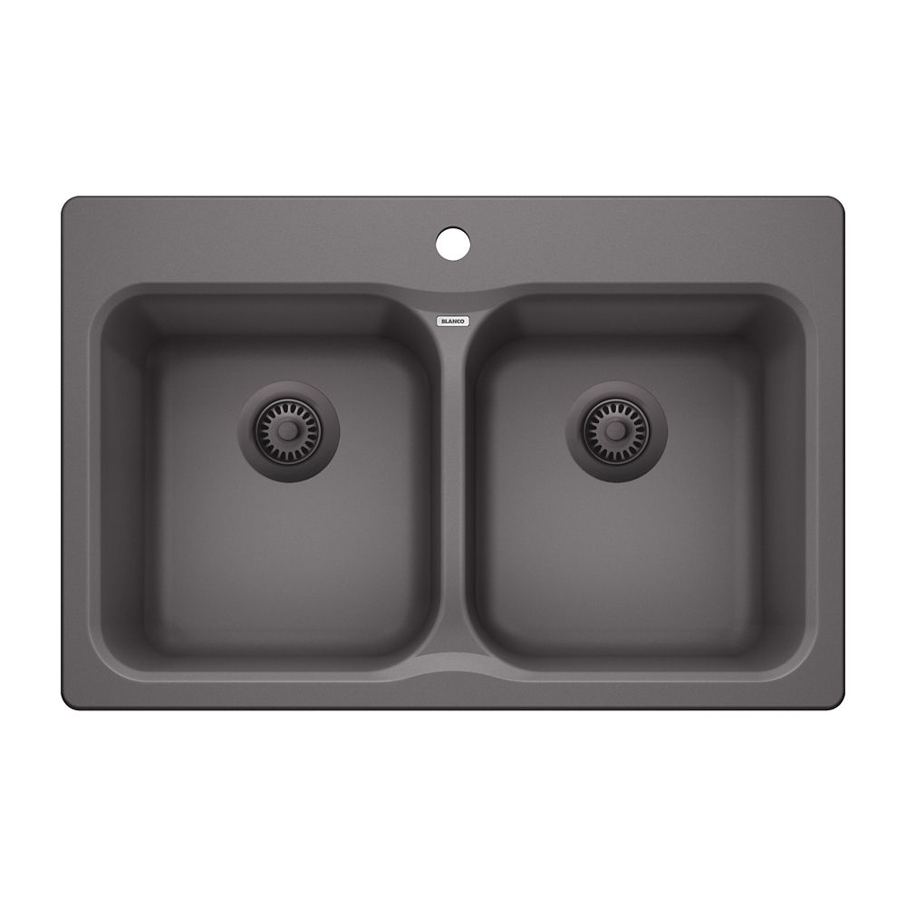 Blanco VISION 210 Equal Double Bowl Drop In Kitchen Sink SILGRANIT   P 1000784331 