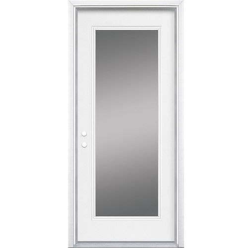 34-inch x 80-inch Full Lite Clear Low-E Primed Steel Prehung Front Door