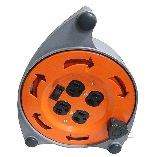 20 ft. 16/3 Retractable Extension Cord Reel with 4-Outlets