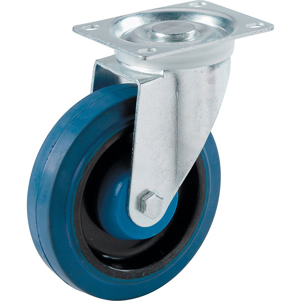 Everbilt 4 inch Blue Elastic Rubber Swivel Plate Caster with 265 lb