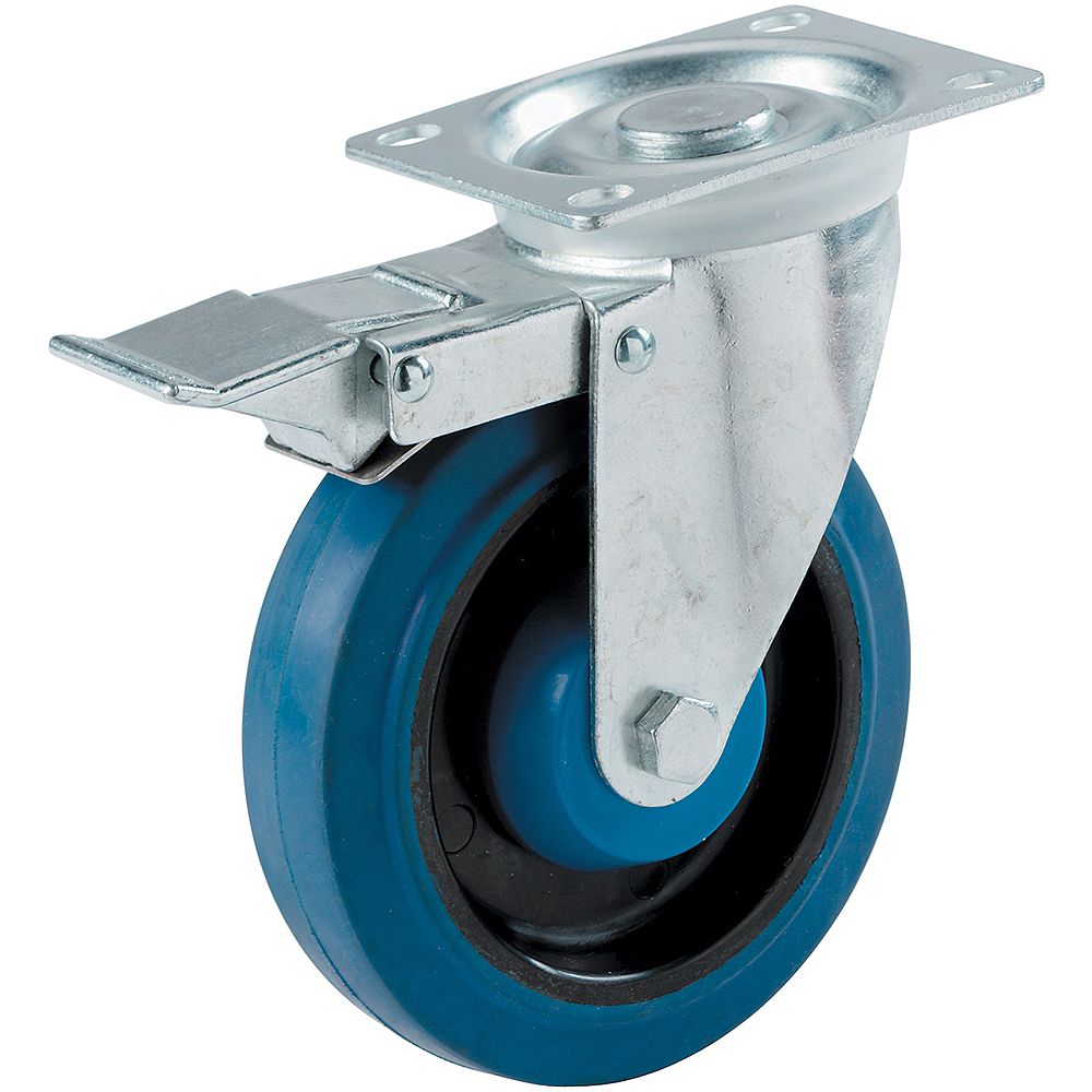 Everbilt 4 inch Blue Elastic Rubber Swivel Plate Caster with 265 lb ...