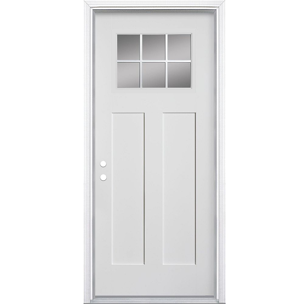 Masonite 32-inch x 80-inch Craftsman 6 Lite Primed Fibreglass Smooth